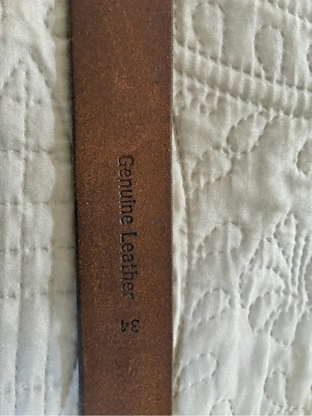 Timberland Cahill Brown Leather Belt Men’s Size 34 brass buckle